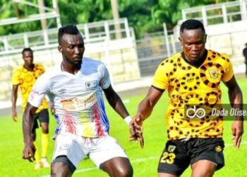 ASHANTI GOLD PIP CURRENT LEAGUE CHAMPIONS ACCRA HEARTS OF OAK BY 2 GOALS AT THE OBUASI LEN CLAY SPORTS STADIUM