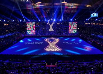 A BEFITING OPENING CEREMONY SCENE FOR THE FIRST FIFA ARAB CUP