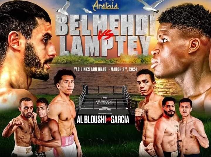 Alfred Lamptey promises to stop Jaouad Belmedi on March 2, 2024 in Abu Dhabi