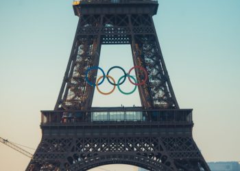 With 50 days to the Olympic Games, the Olympic Rings adorn the Eiffel Tower